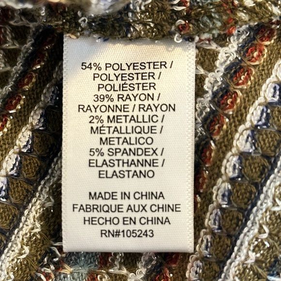 Sz S Bobeau short sleeve top knit warm tones print - Picture 6 of 6